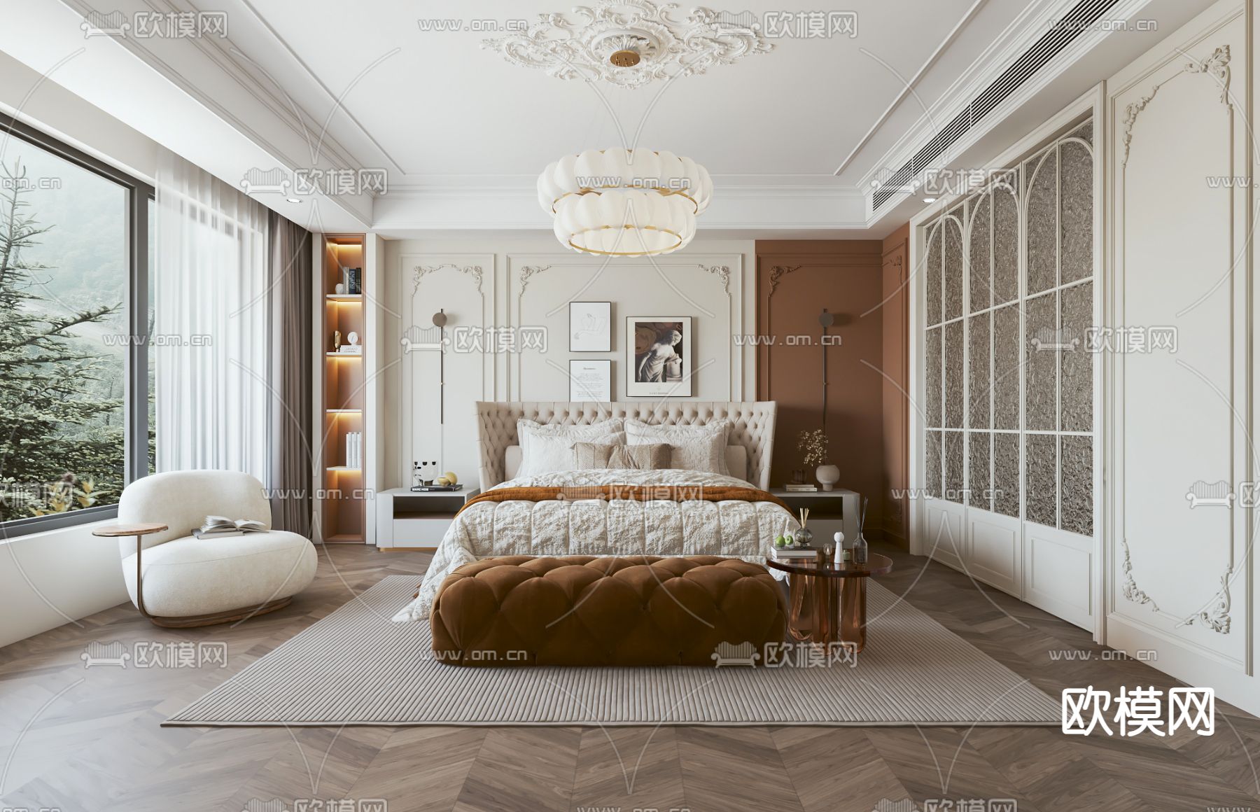 法式卧室 主人房3d模型下载
