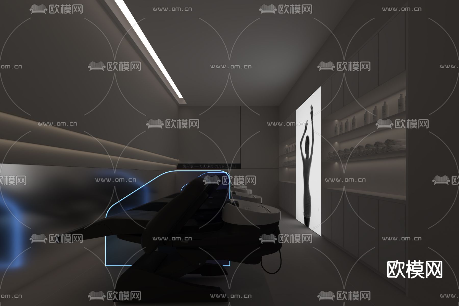 美发店 洗护区su模型下载（渲染图1）