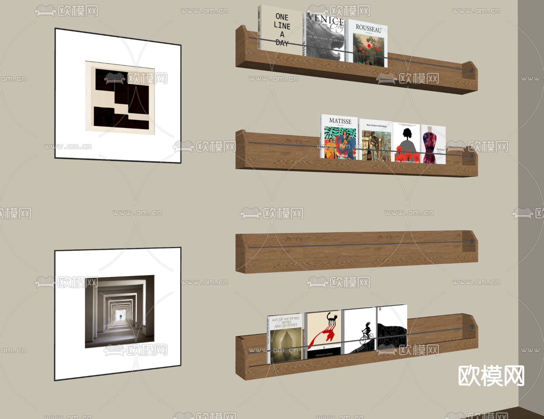 壁柜书架su模型下载（渲染图2）