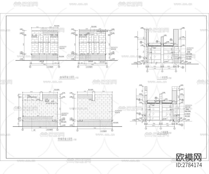 小區(qū)入口大門cad施工圖下載(渲染圖4)