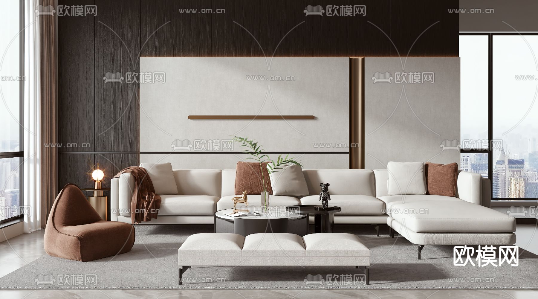 组合沙发 转角沙发su模型下载（渲染图1）