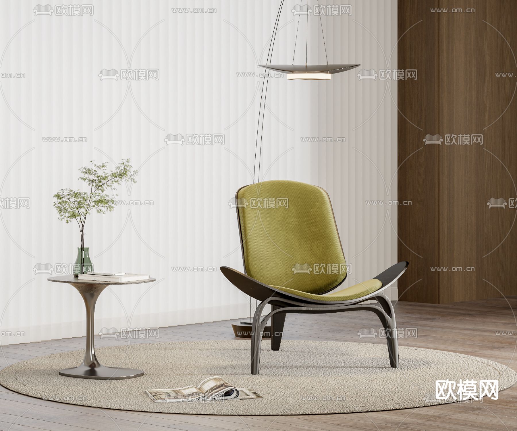现代休闲椅su模型下载（渲染图1）