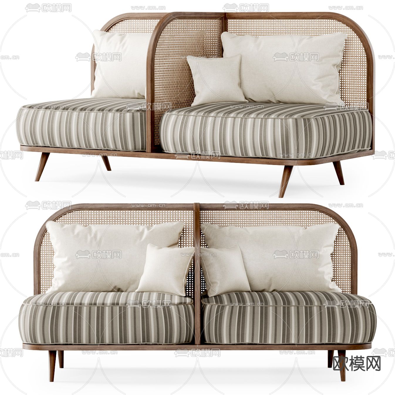 藤编双人沙发3d模型下载（渲染图1）
