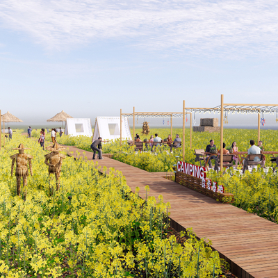 油菜花露营公园su模型