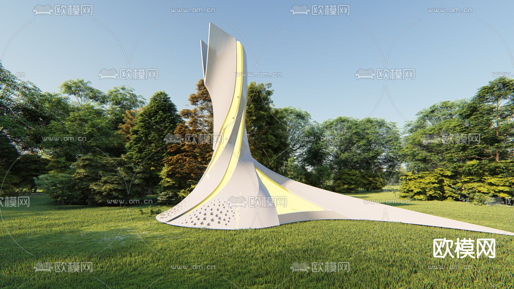 浪潮主题雕塑 精神堡垒su模型