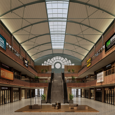  现代商场中庭su模型 