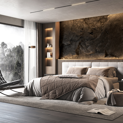  Minotti 卧室 双人床su模型 