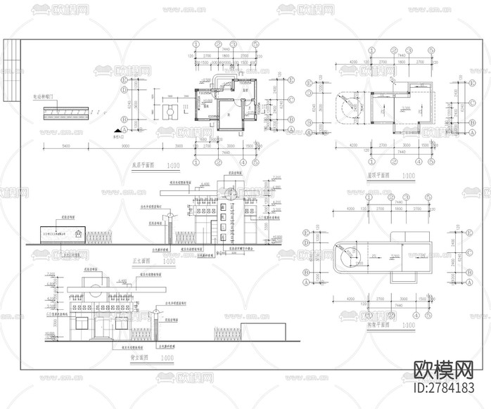 小區(qū)入口大門cad施工圖下載(渲染圖1)