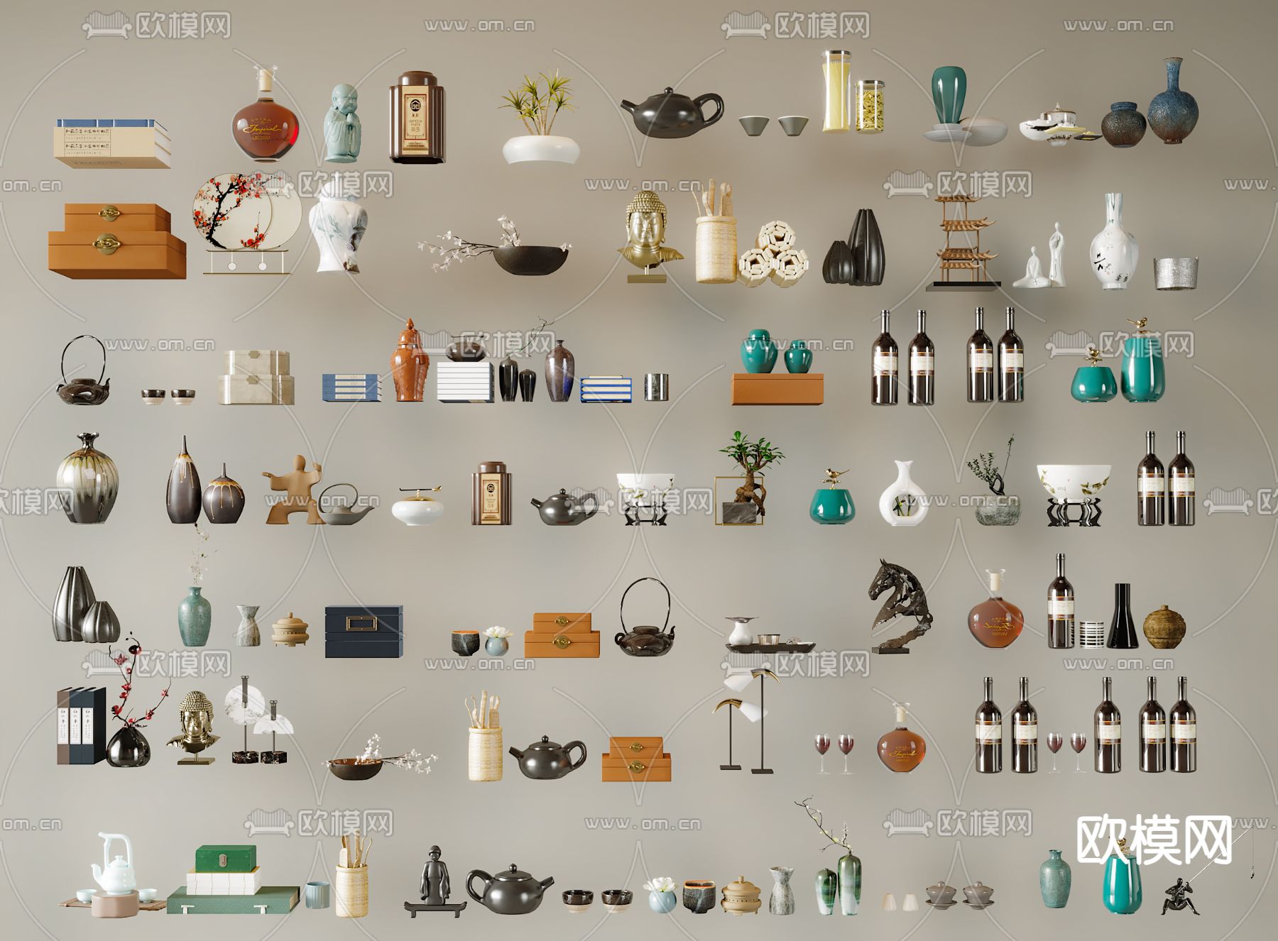 新中式装饰品摆件su模型下载（渲染图1）