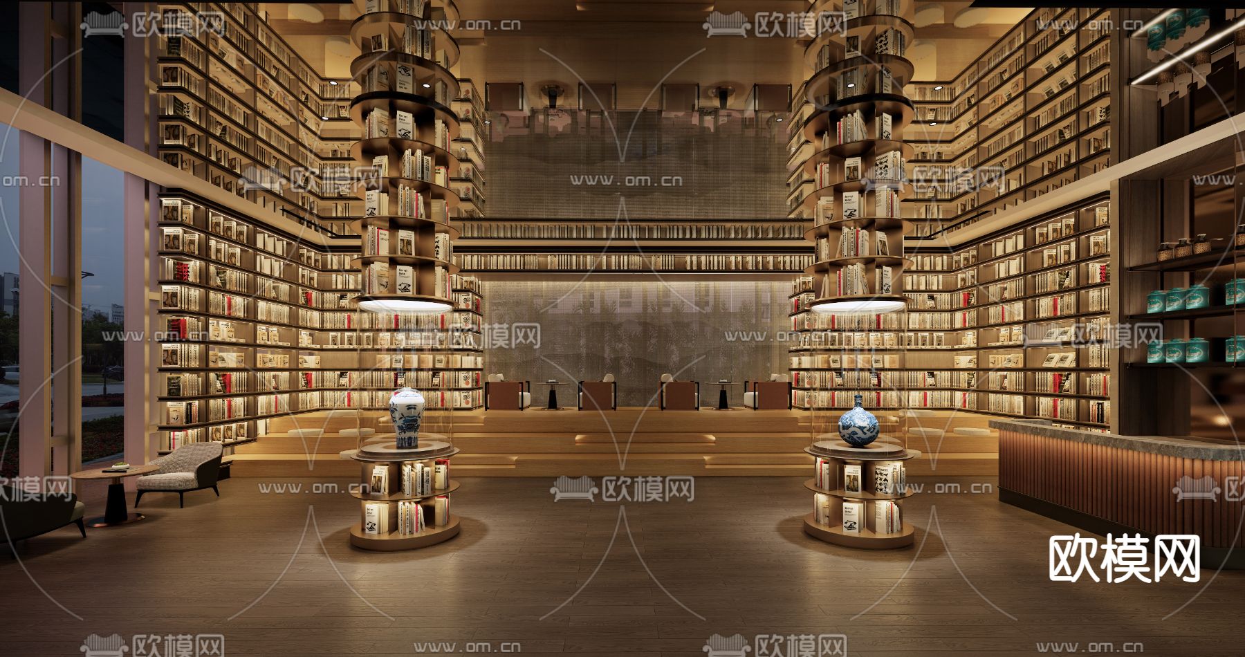 图书馆书店 书吧su模型下载（渲染图2）