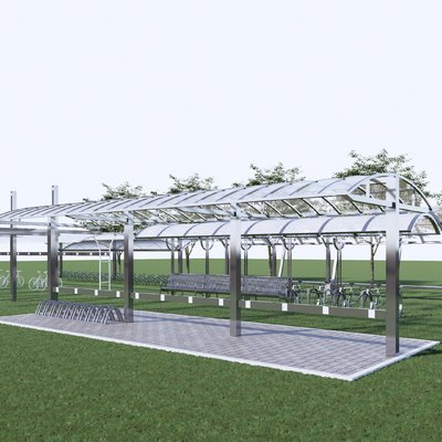  自行车棚 单车棚 非机动车棚su模型 