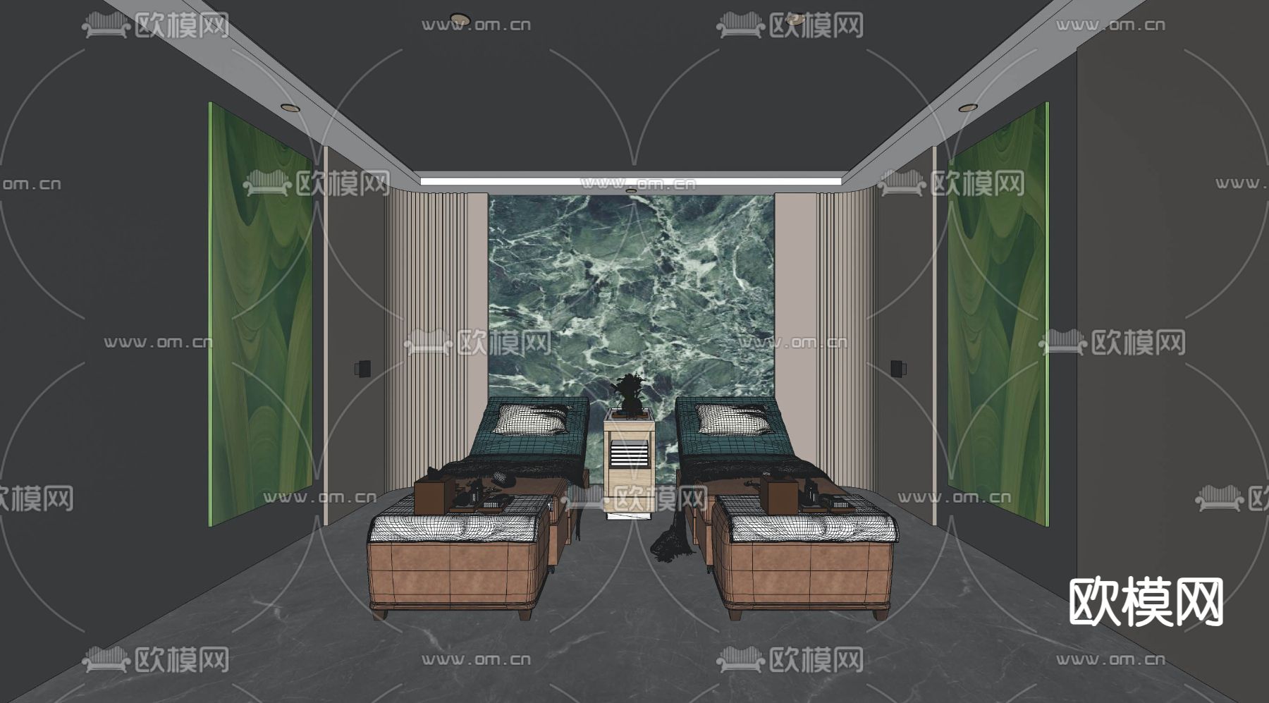 新中式沐足房 足浴房su模型下载（渲染图2）