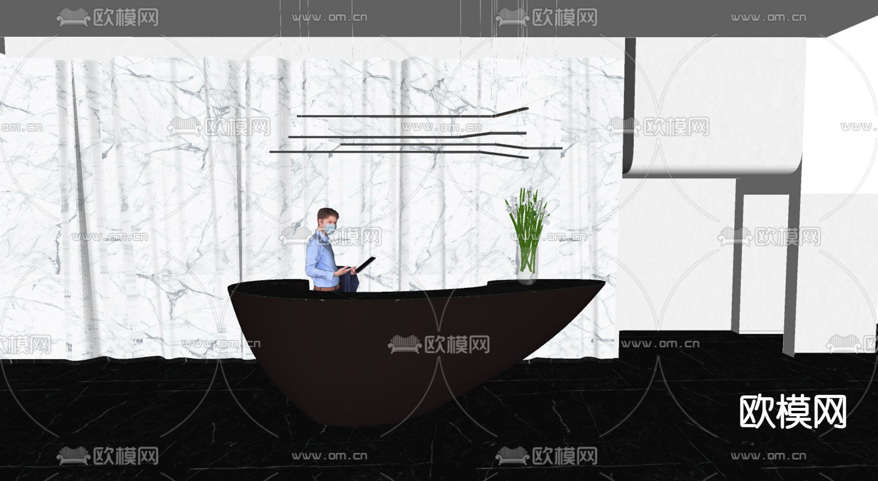造型前台 接待台su模型下载（渲染图3）