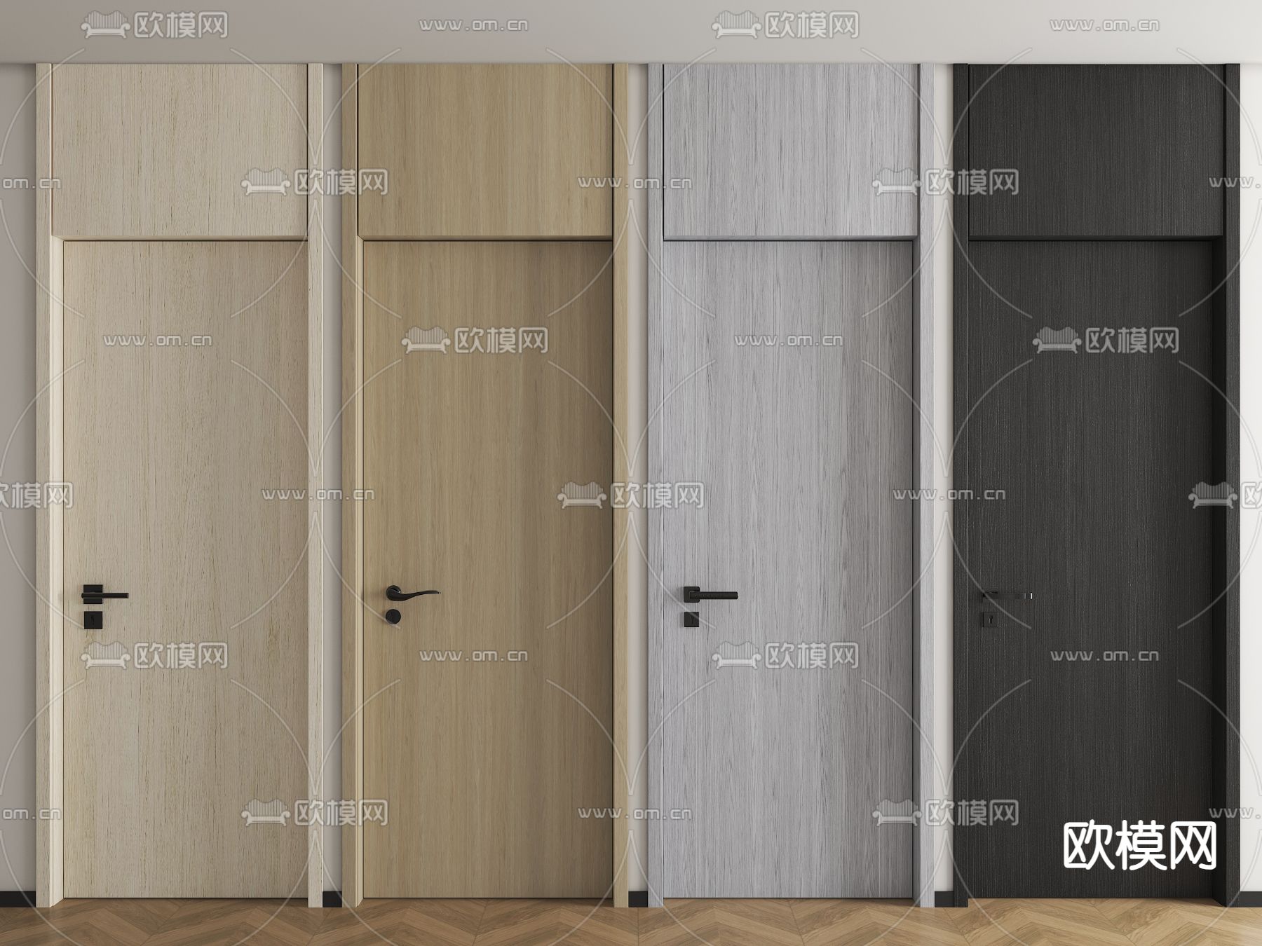 通顶门 房门 平开门3d模型下载