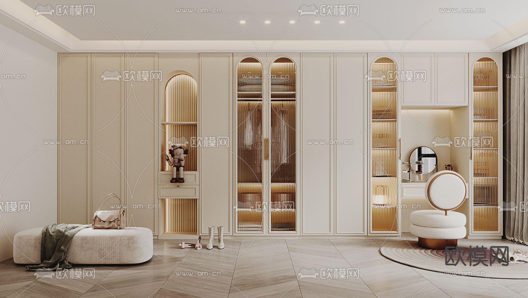 法式衣柜 梳妆台3d模型下载