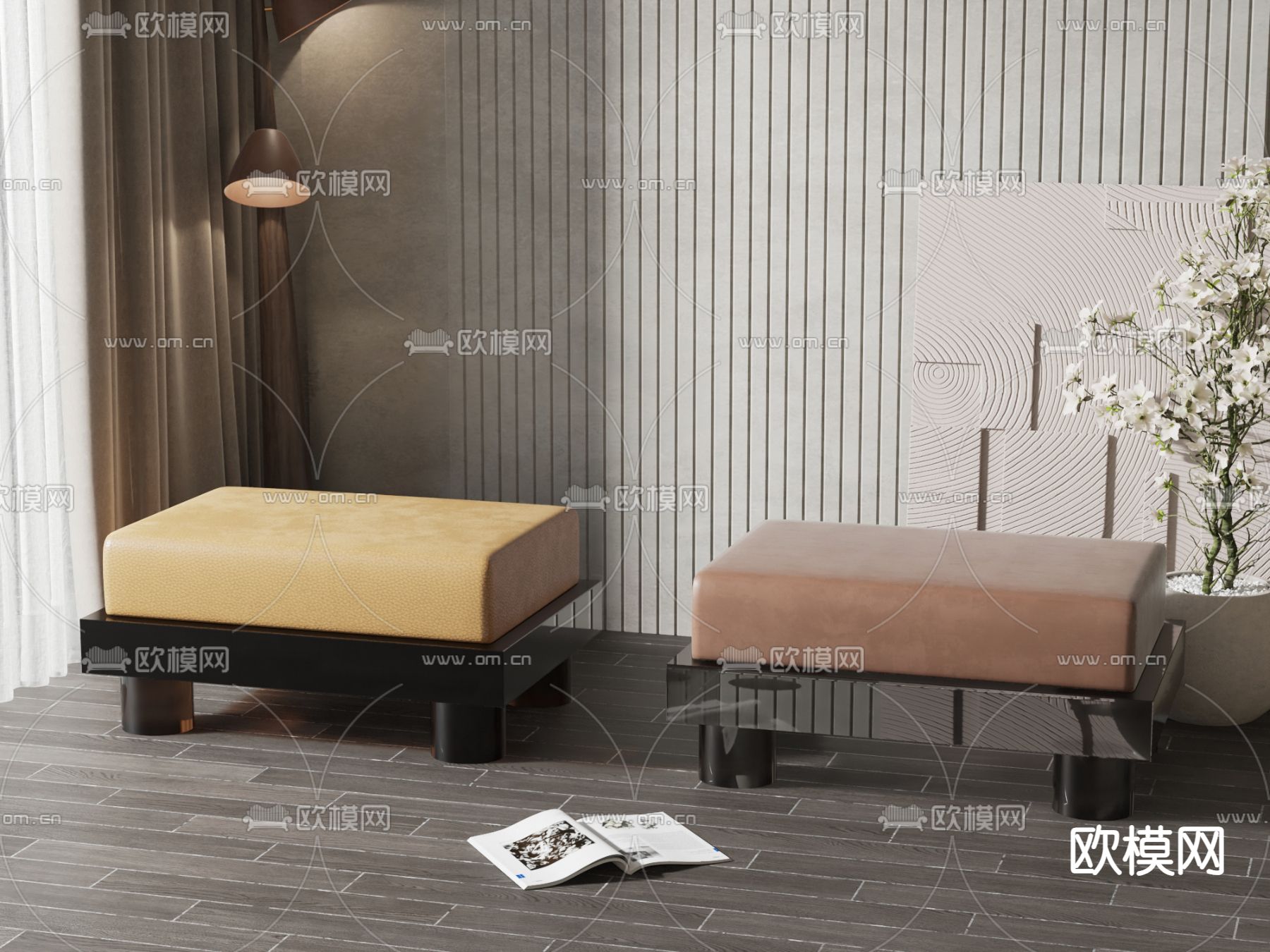 现代凳子su模型下载（渲染图1）