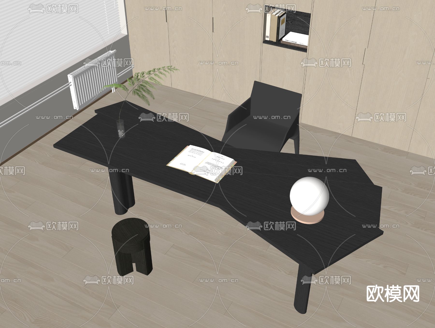 Cassina  书桌椅su模型下载（渲染图2）