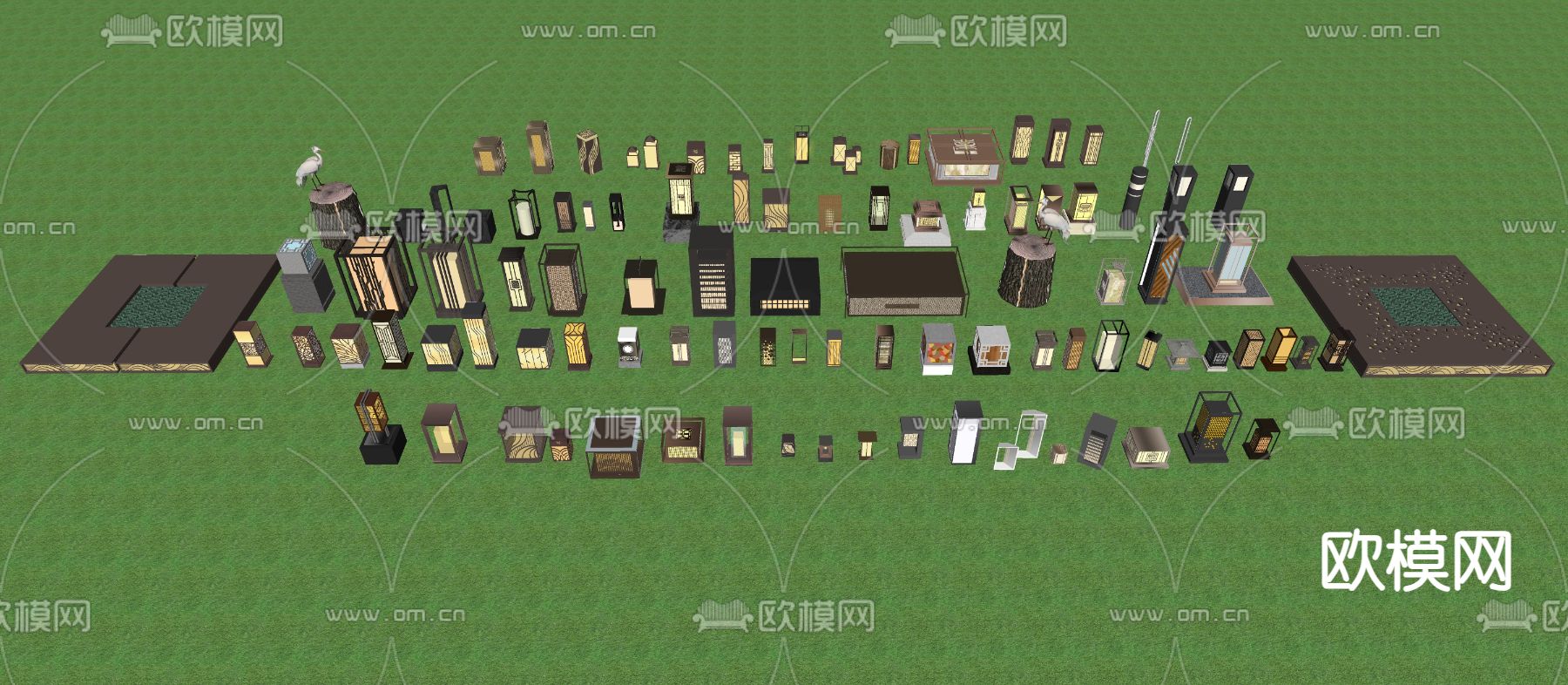 草坪灯 庭院灯 景观灯 地灯su模型下载（渲染图2）