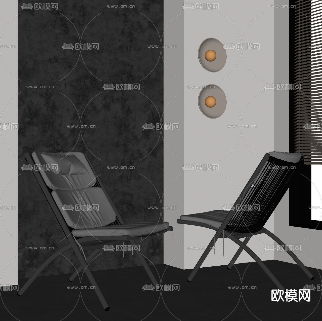现代休闲椅su模型下载（渲染图2）