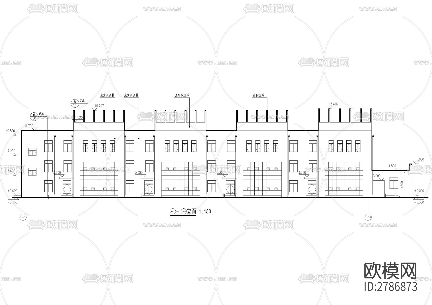 三层现代幼儿园建筑CAD施工图下载（渲染图1）
