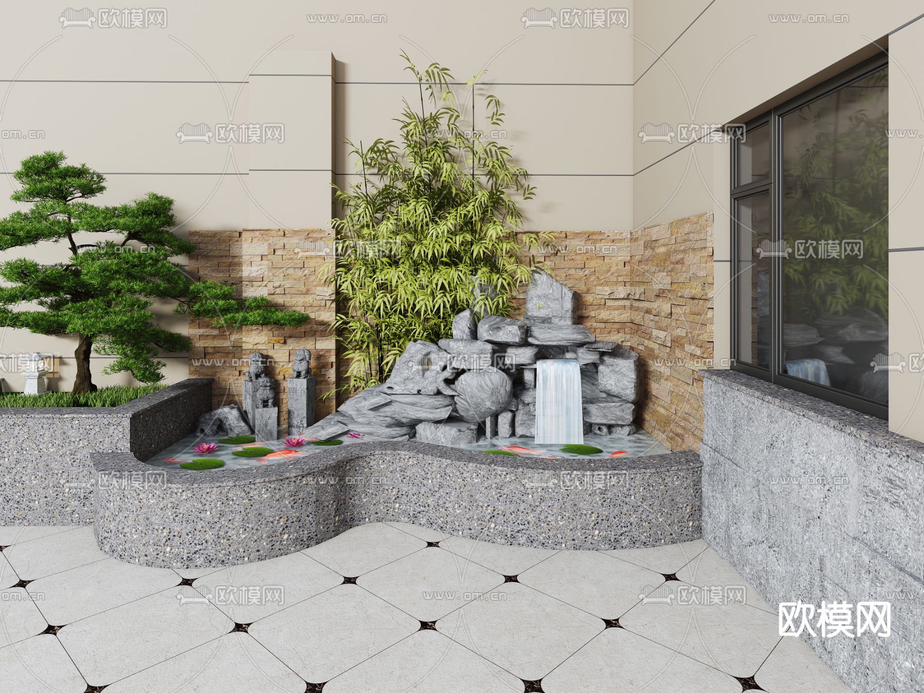 假山水景 景观小品3d模型下载