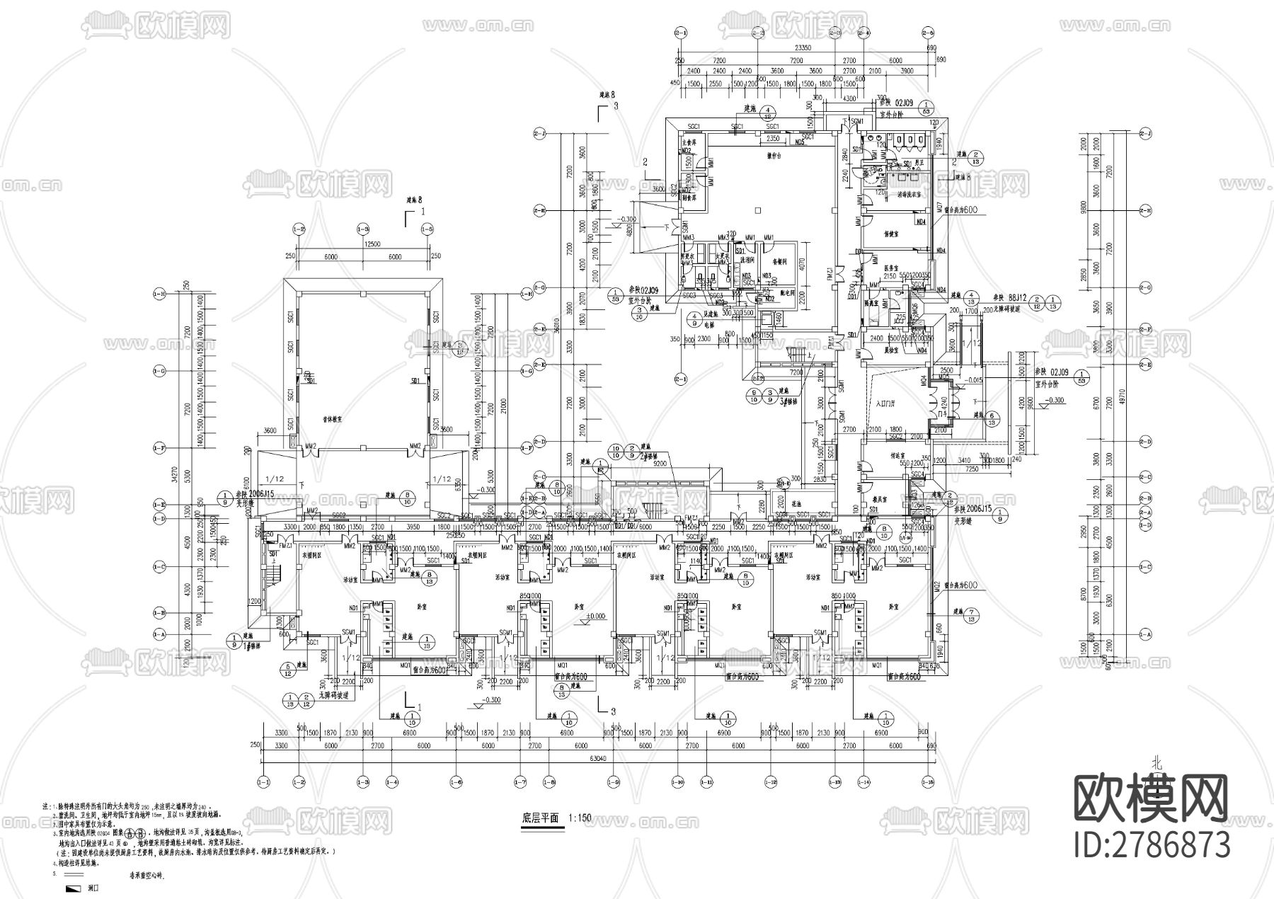 三层现代幼儿园建筑CAD施工图下载（渲染图2）