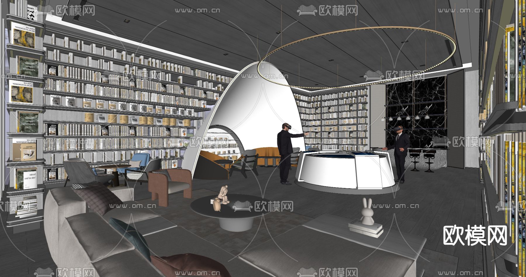 图书馆书店 书吧su模型下载（渲染图2）