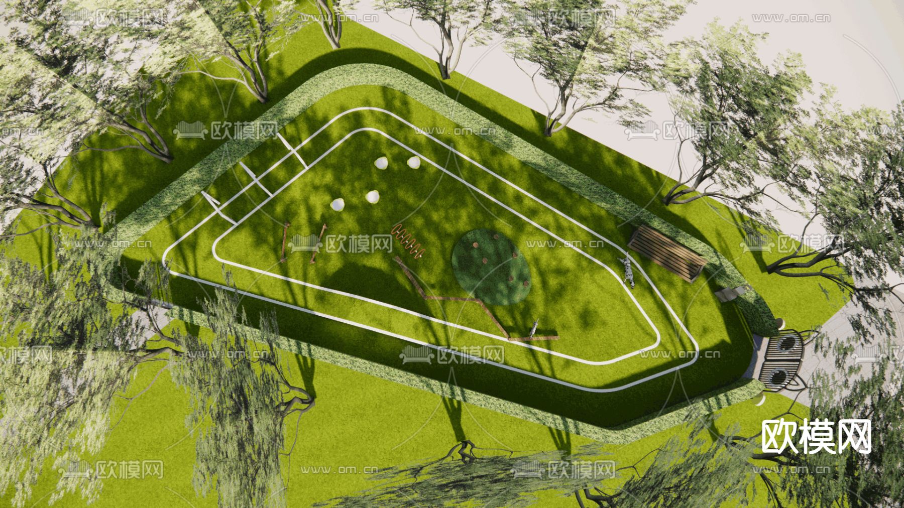 宠物乐园 景观公园su模型下载（渲染图2）