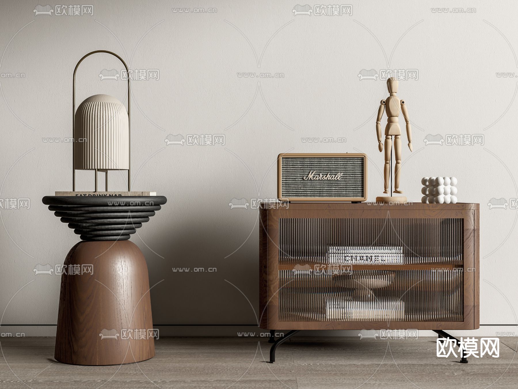 中古风边柜su模型