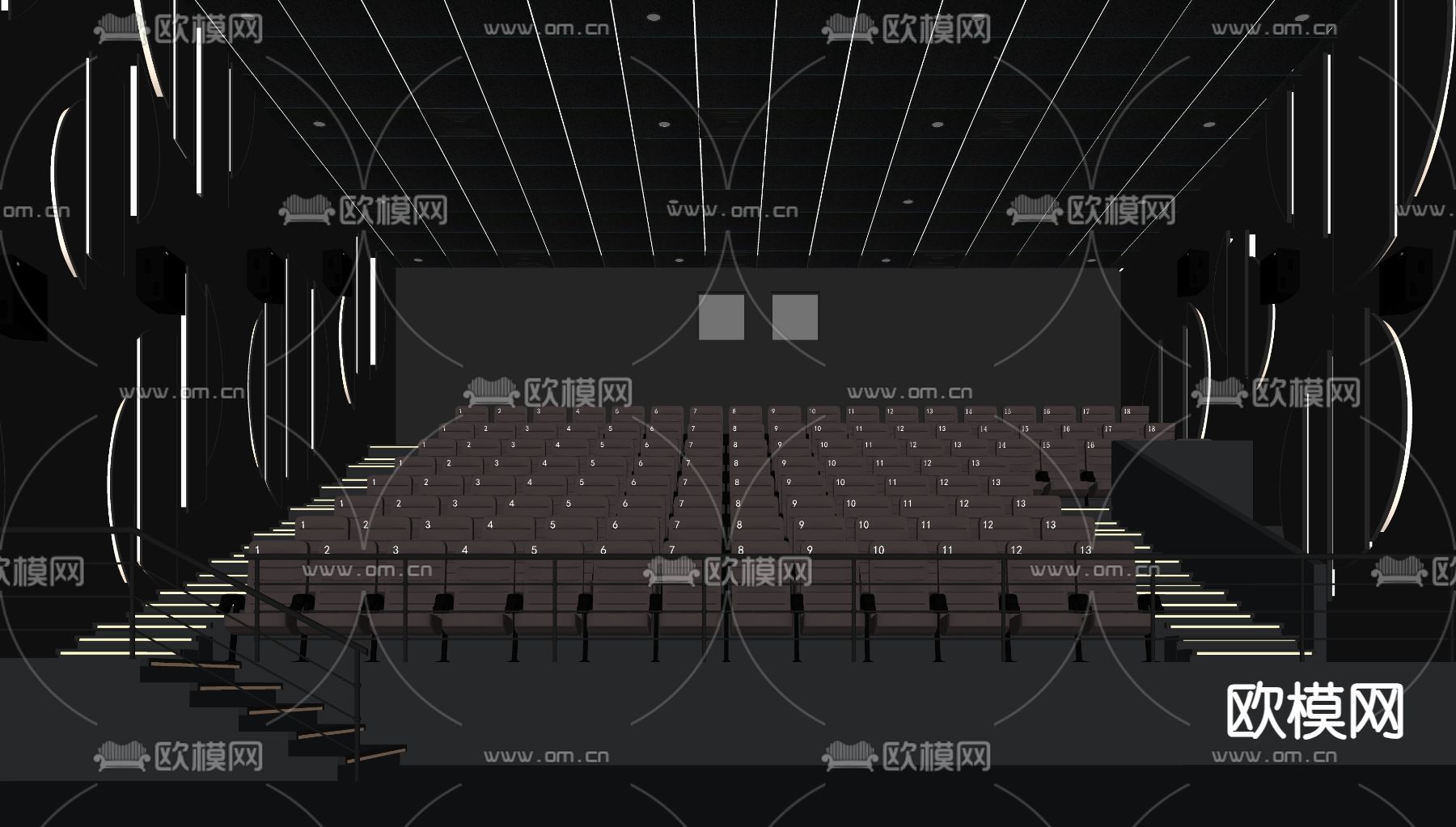 现代电影院 巨幕厅su模型下载（渲染图2）