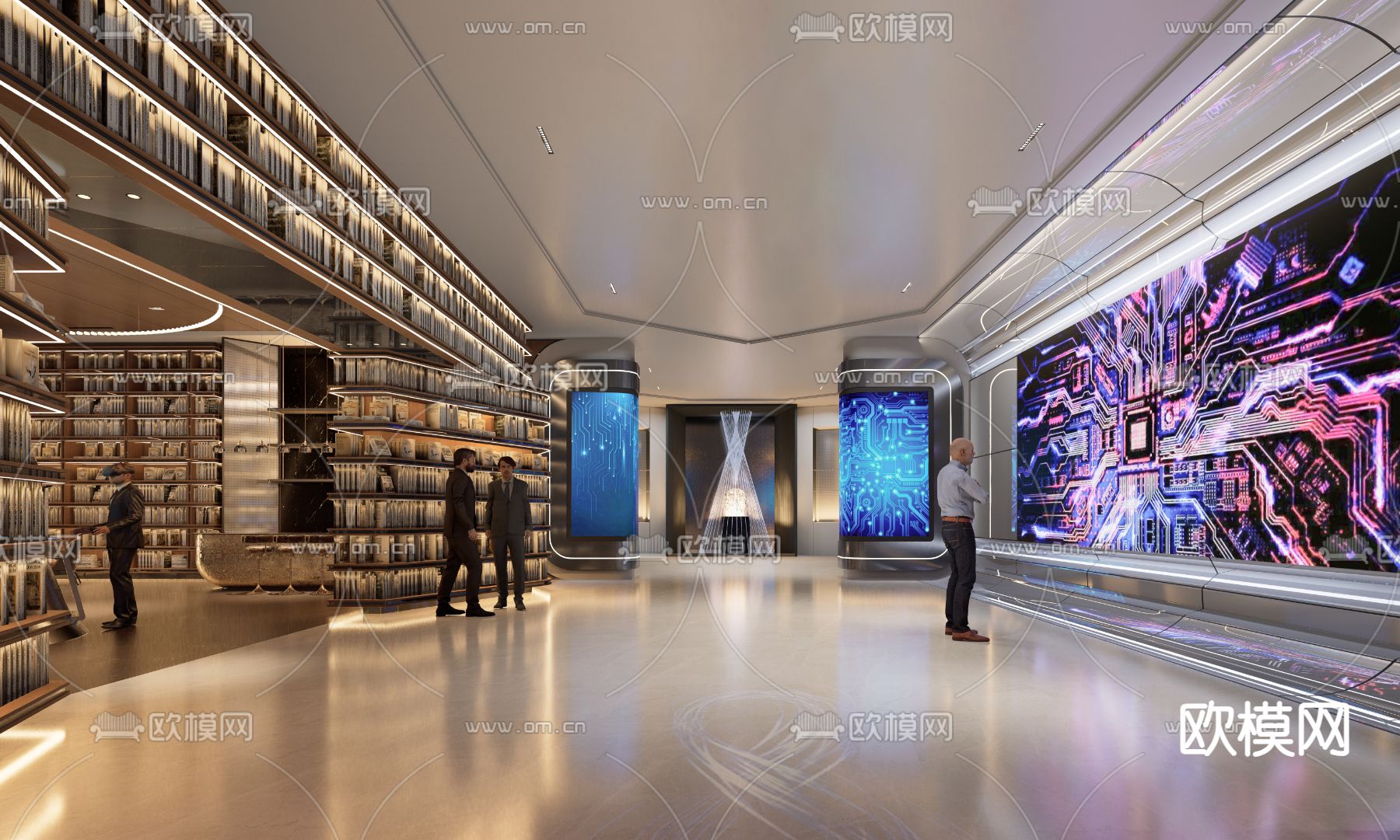 图书馆书店 书吧su模型下载（渲染图1）