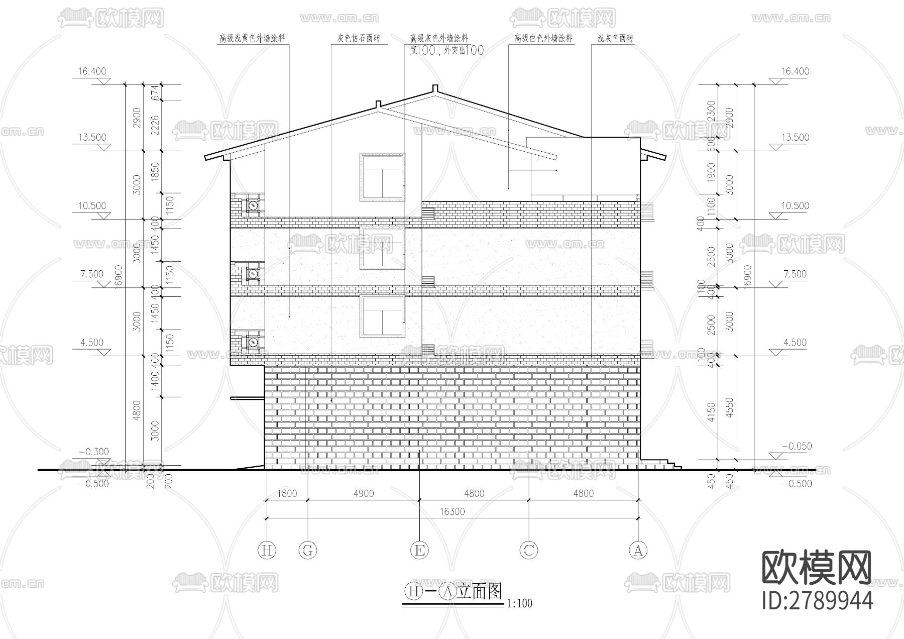 多层住宅楼全套建筑CAD施工图下载（渲染图8）
