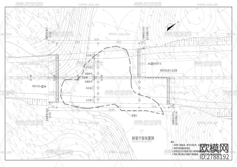 金曾路南延伸段一期工程--跨石牛山坪塘橋CAD施工圖下載(渲染圖8)