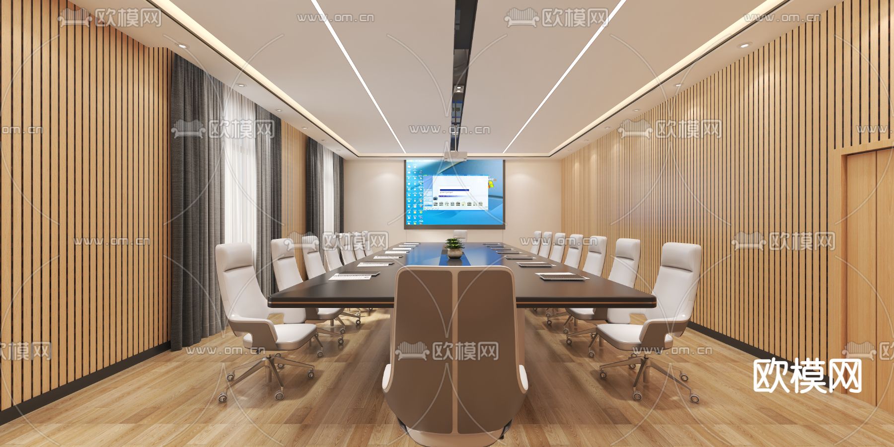 现代会议室3d模型下载（渲染图3）