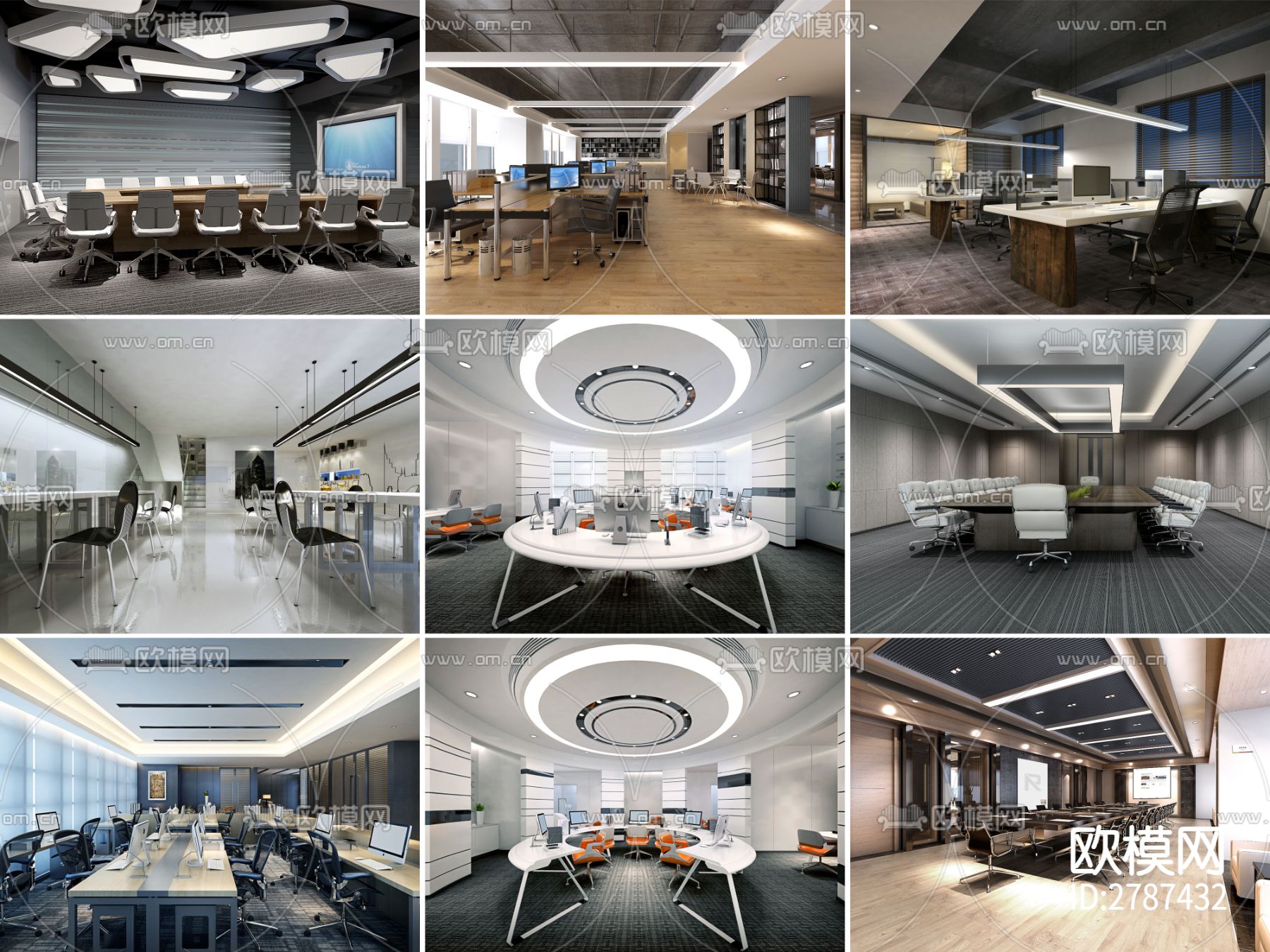 32套新款办公空间CAD施工图下载（渲染图3）