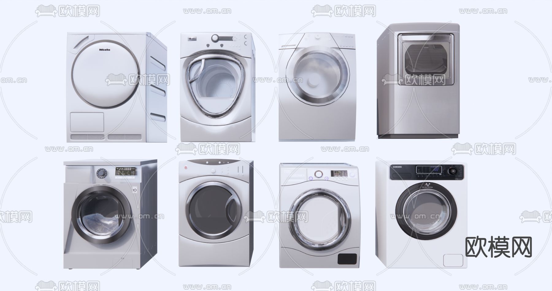 洗衣机 烘衣机su模型下载（渲染图1）