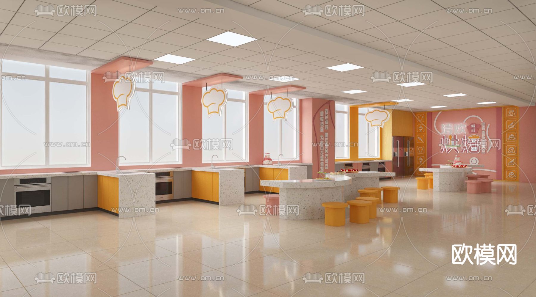 烘培课室3d模型下载（渲染图2）