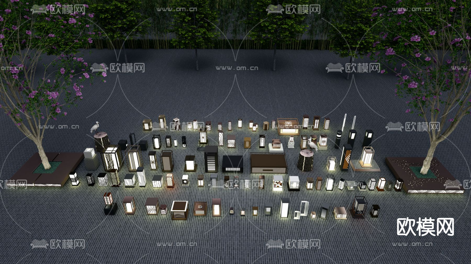 草坪灯 庭院灯 景观灯 地灯su模型下载（渲染图1）