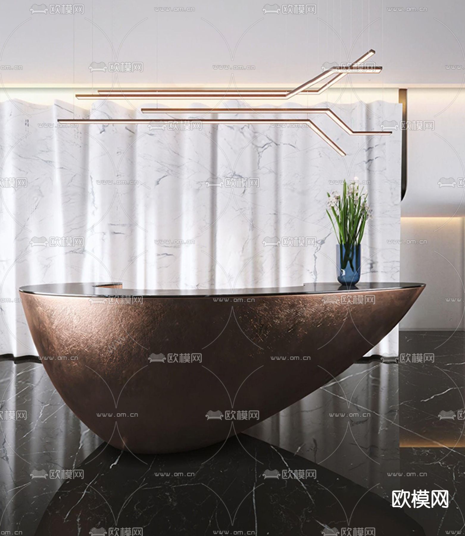 造型前台 接待台su模型下载（渲染图1）