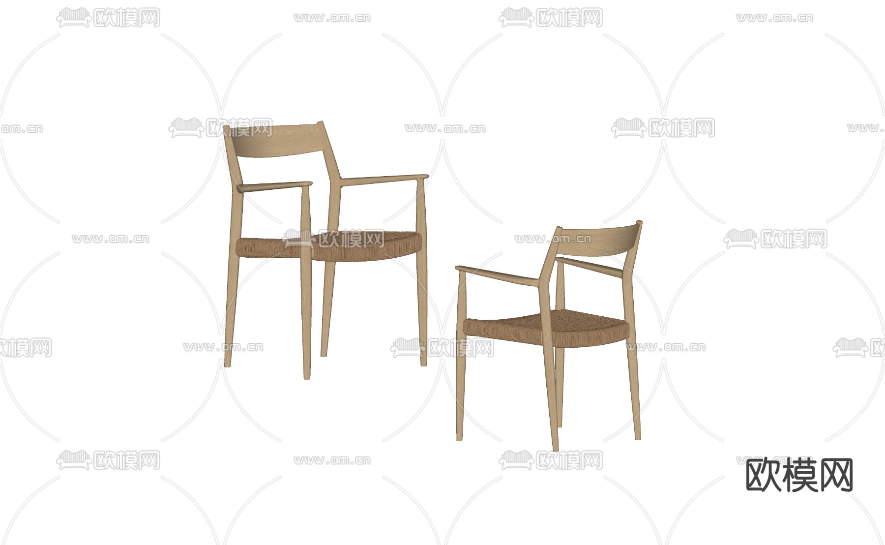 侘寂风单椅su模型下载（渲染图2）