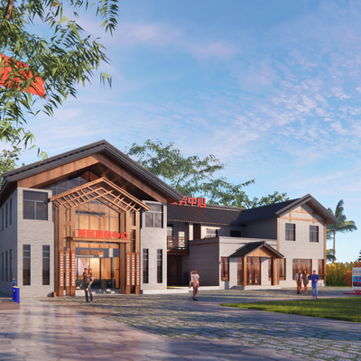  党群服务中心su模型 