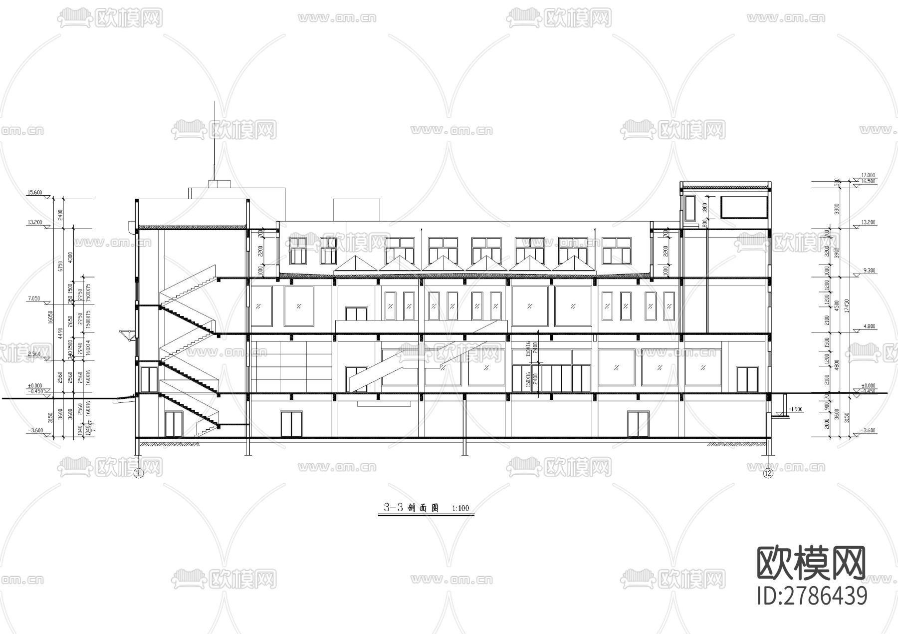 三层综合商场CAD施工图下载（渲染图5）