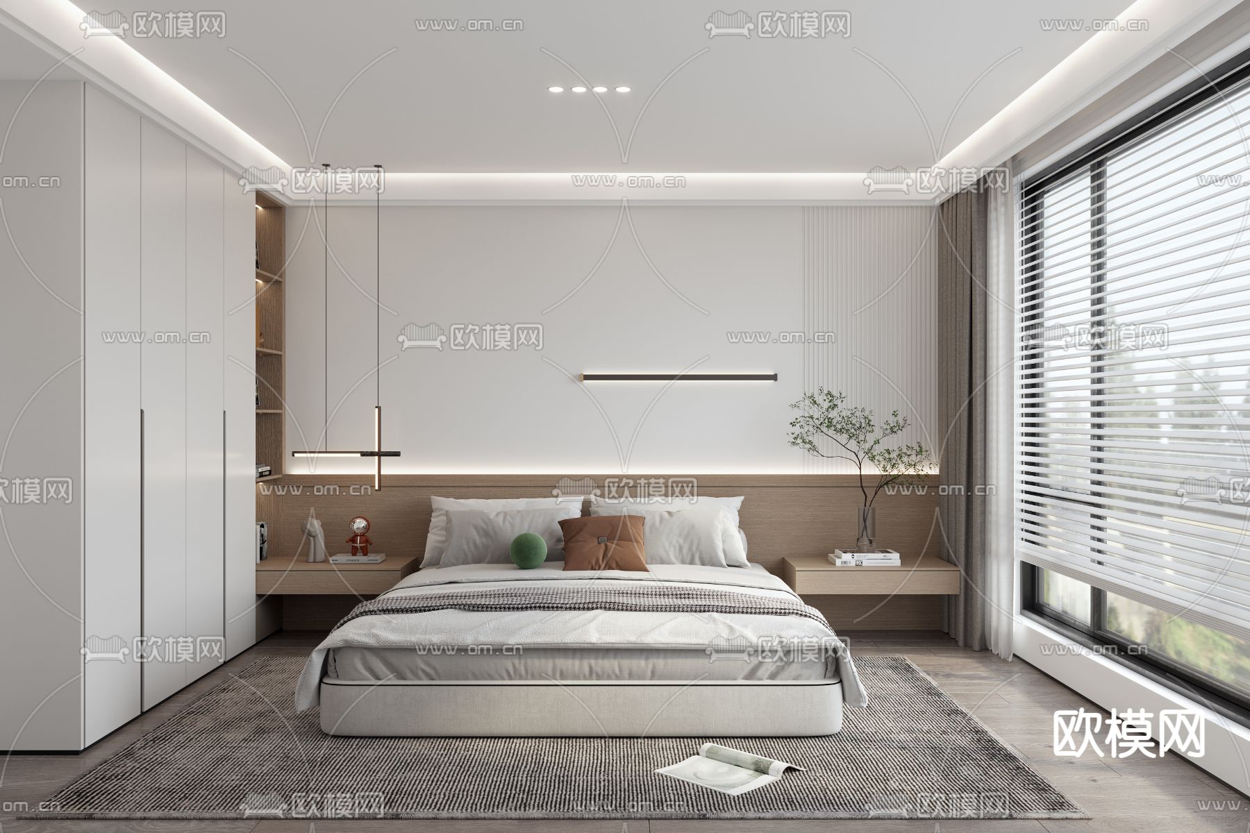 现代卧室 主卧3d模型下载