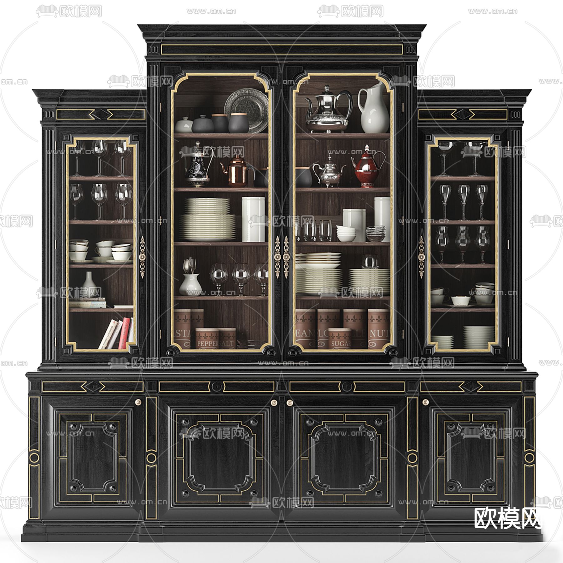 新古典餐边柜3d模型下载