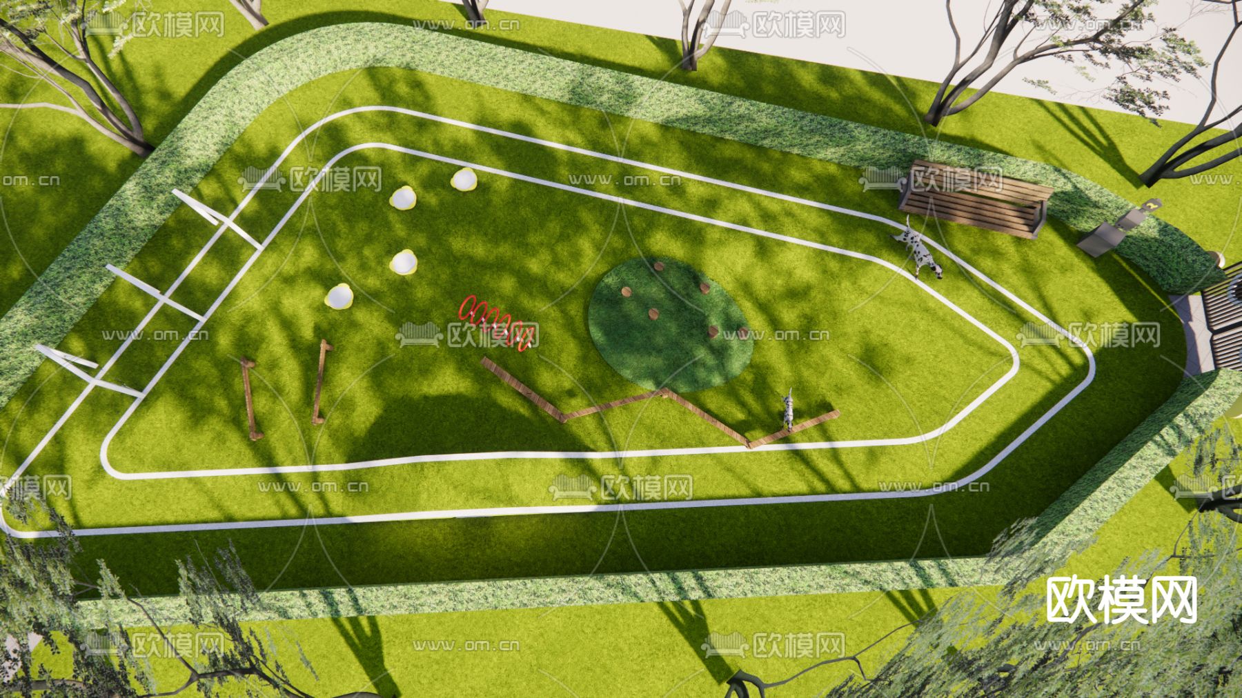 宠物乐园 景观公园su模型下载（渲染图1）