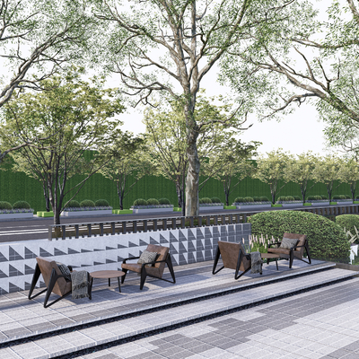 户外桌椅 户外座椅su模型