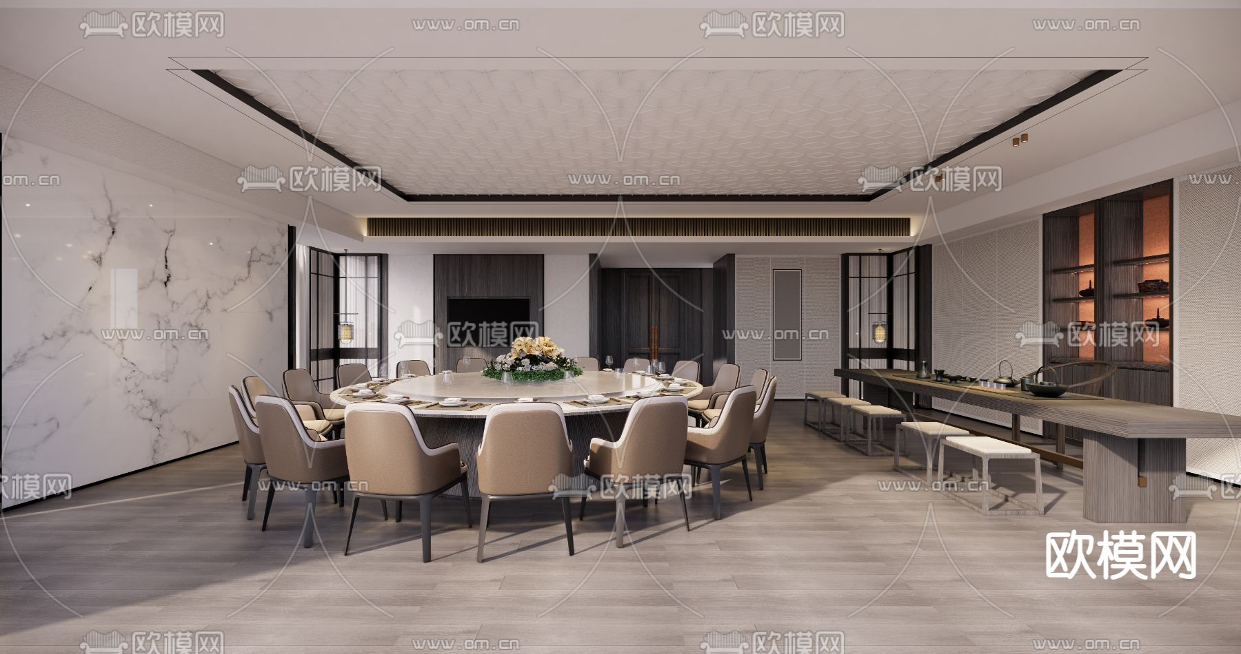 中餐厅包房 包间 包厢su模型下载（渲染图1）