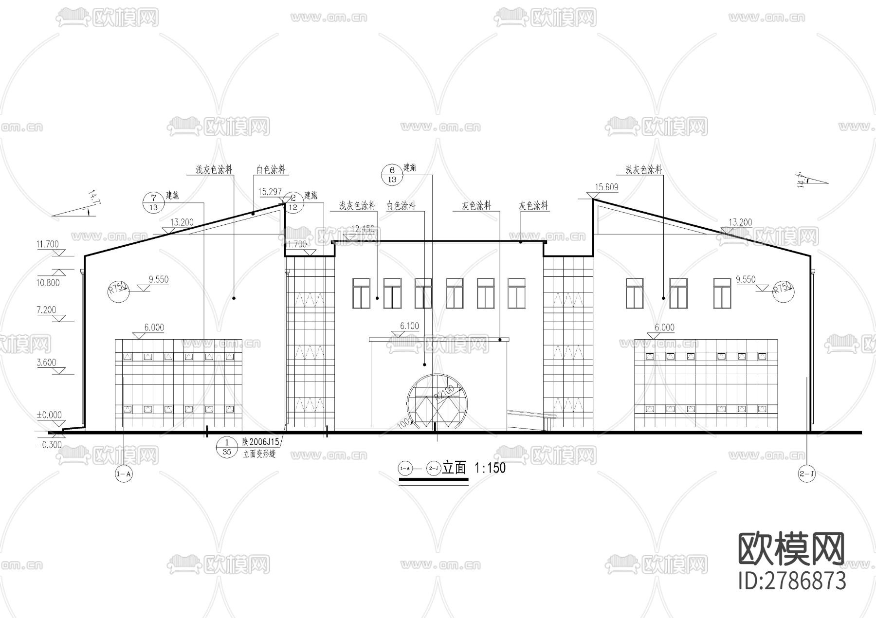三层现代幼儿园建筑CAD施工图下载（渲染图7）