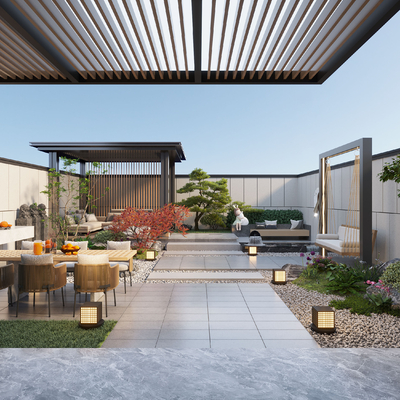  庭院景观su模型 