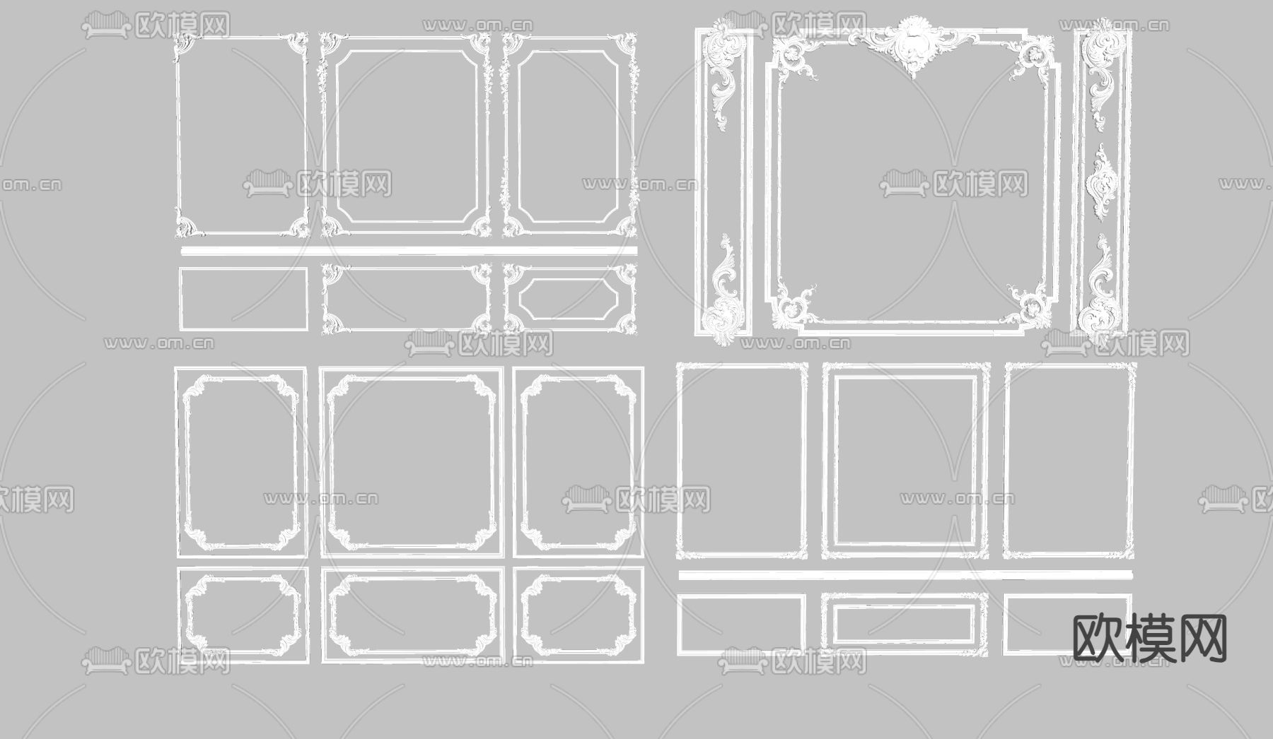 欧式石膏雕花 线条su模型下载（渲染图1）